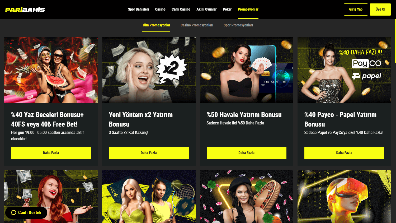 Paribahis promosyon ve bonus kampanyaları ekran görüntüsü